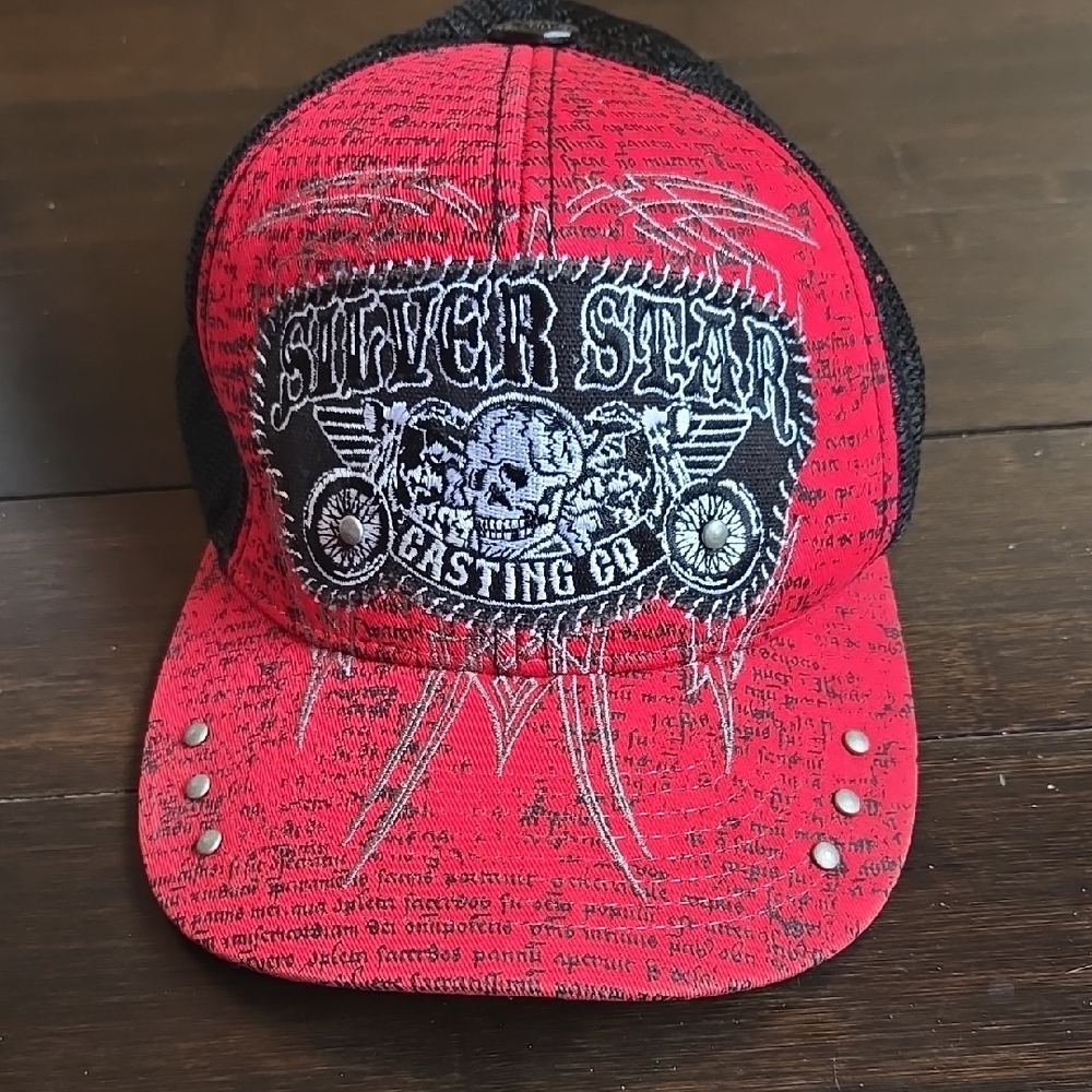 Silver Star Red and Black Mesh Cap